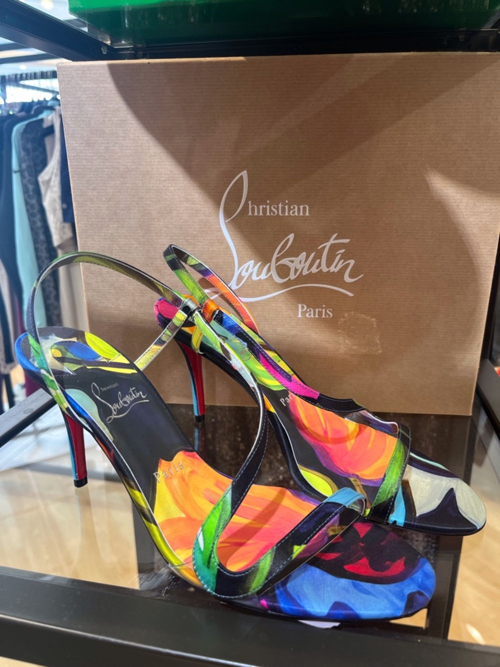 Christian Louboutin Multicolor Floral Print Slingback Heels